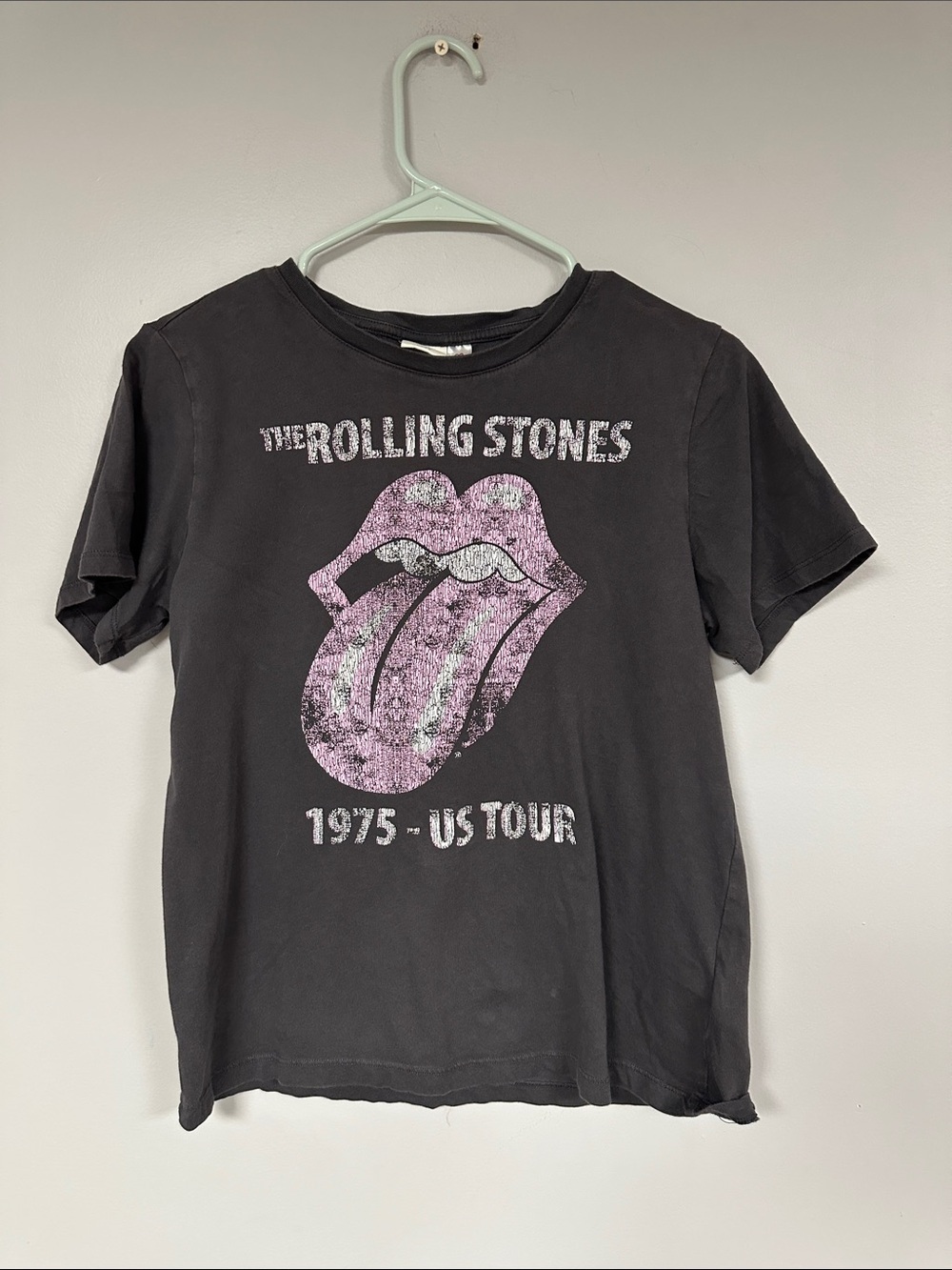 H&M Women’s Basics The Rolling Stones Gray & Pink Graphic T-Shirt Top S